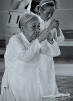 Cao Dai believer praying, Tay Ninh, Vietnam