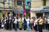 Catholics outside Hanoi Cathedral, Vietnam