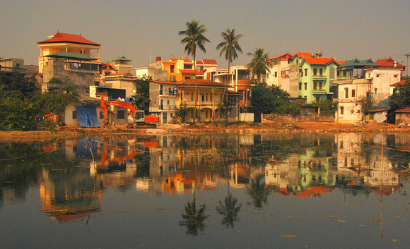 Reflected city dwellings, Hanoi Vietnam