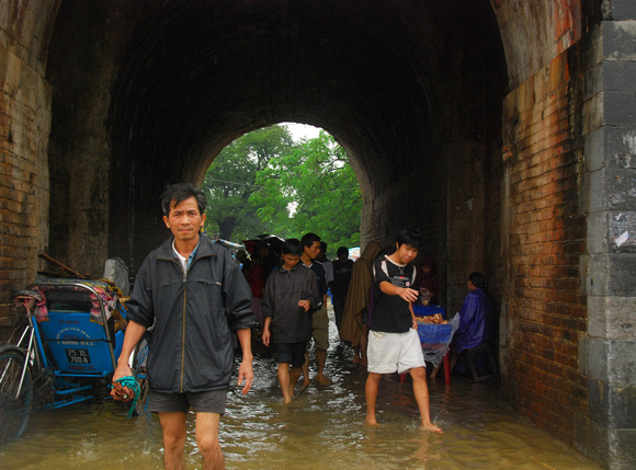 Flooded Hue streets at the Citadel, Vietnam