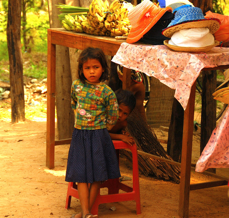 Young girl and brother, Cambodia