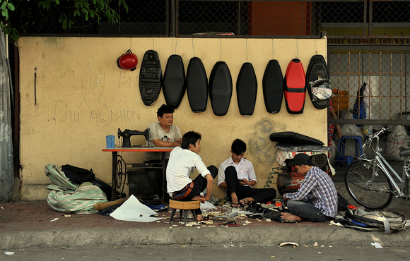 Motorbike seat repair shop, Chau Doc, Vietnam